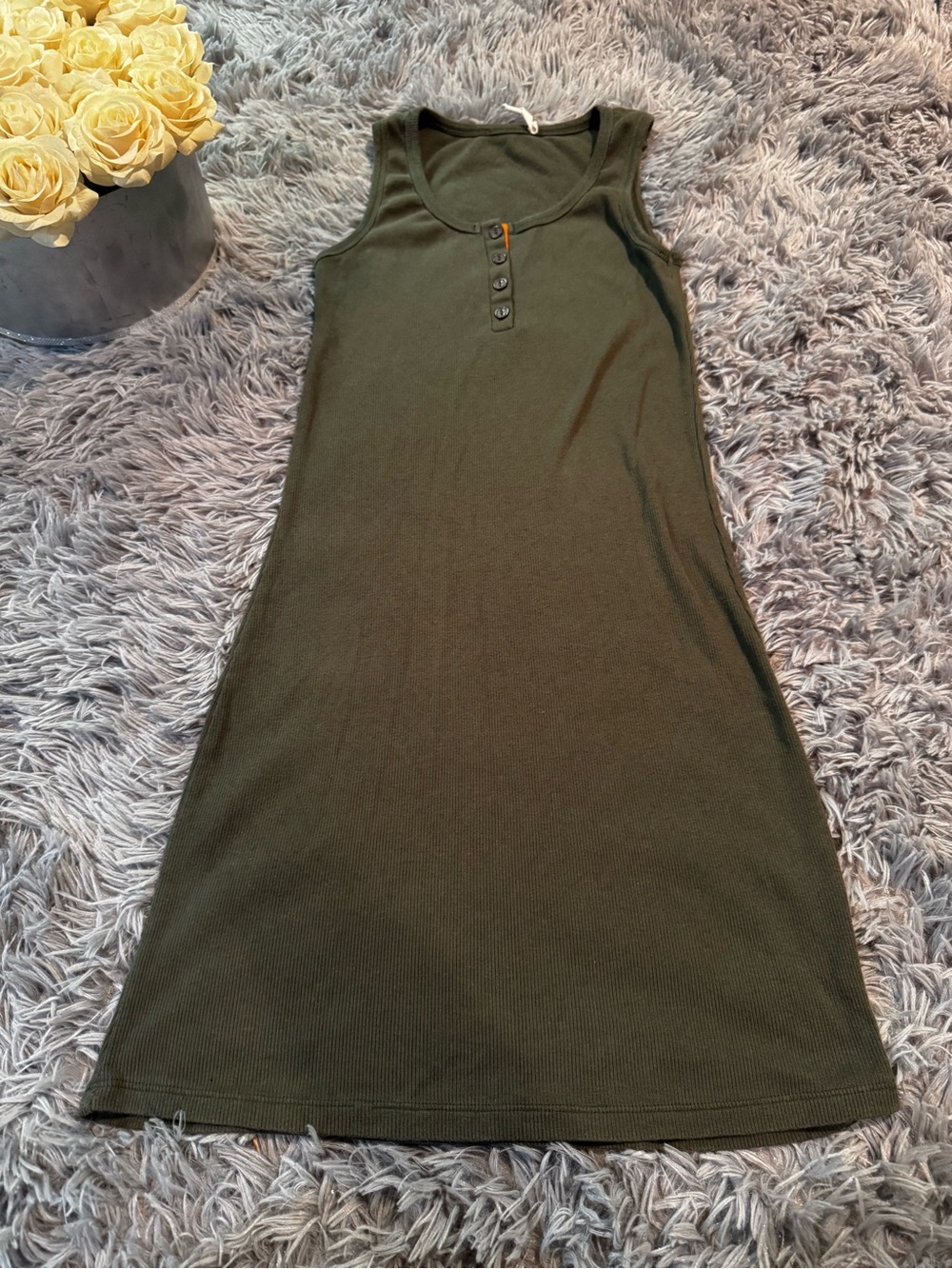 Heart & Hips Olive Green Ribbed Tank Dress